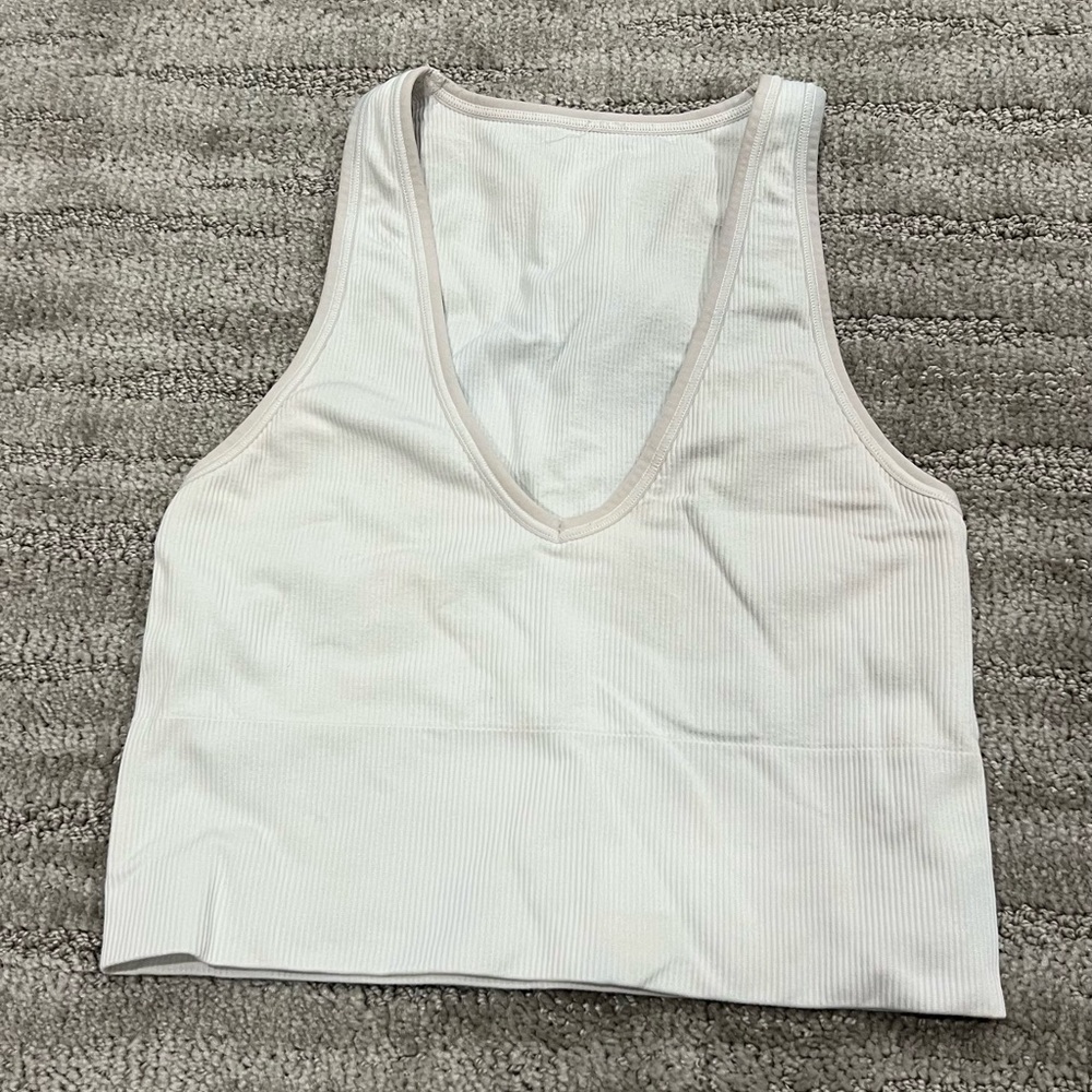 Athleta White Ribbed Tank Top - Picture 2 of 5